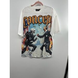 NWT Concept Politics Tee Shirt Men's 2XL White Graphic Print Short Sleeve Casual